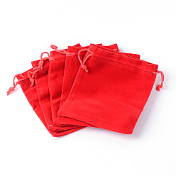Красный Прямоугольник бархат пакеты, подарочные пакеты, красные, 15x10 см