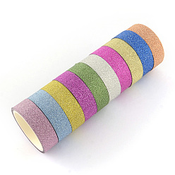 Mixed Color Glitter Powder DIY Scrapbook Decorative Paper Tapes, Self Adhesive Tapes, Mixed Color, 14.5mm, about 3m/roll, 50rolls/box, box: 250x155x50mm