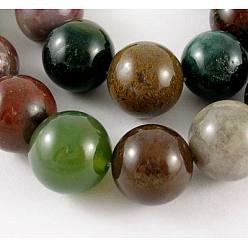 Indian Agate Natural Indian Agate Beads Strands, Round, 12mm, Hole: 1mm, about 16pcs/strand, 7.6 inch