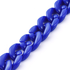 Mixed Color Handmade Opaque Acrylic Curb Chains, Mixed Color, Links: 19x13.5x4.5mm, 39.37 inch(1m)/strand