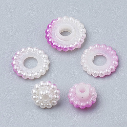 Magenta Imitation Pearl Acrylic Beads, Berry Beads, Combined Beads, Rainbow Gradient Mermaid Pearl Beads, Round, Magenta, 12mm, Hole: 1mm, about 200pcs/bag