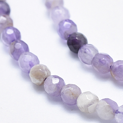 Amethyst Natural Chevron Amethyst Beads Strands, Faceted, Round, 4mm, Hole: 0.8mm, about 103pcs/strand, 15.7 inch