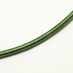 Olive Drab Round Plastic Tube Cords, Covered with Silk Ribbon, Olive Drab, 450~480x3~3.5mm