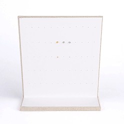 PapayaWhip Rectangle Wood L-Shaped Earring Display Stand, Covered with Hemp Cloth, PapayaWhip, 20x8.1x25.3cm