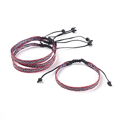 Red Unisex Adjustable Braided Bead Bracelets, with Glass Beads, Red, 2 inch~3 inch(5~7.7cm)