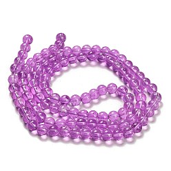 Medium Orchid Drawbench Transparent Glass Beads Strands, Spray Painted, Round, Medium Orchid, 8mm, Hole: 1.3~1.6mm, 31.4 inch