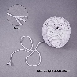 Floral White Macrame Cotton Cord, Twisted Cotton Rope, for Wall Hanging, Plant Hangers, Crafts and Wedding Decorations, Floral White, 3mm, about 218.72 yards(200m)/roll