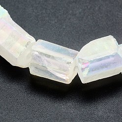 Quartz Crystal Electroplated Natural Quartz Crystal Beads Strands, Cuboid, Rainbow Plated, 15~16x10~16mm, Hole: 2mm, about 26pcs/strand, 15.7 inch(40cm)