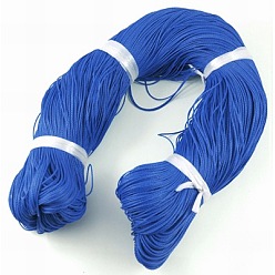 Royal Blue Round Waxed Polyester Cord, Taiwan Waxed Cord, Twisted Cord, Royal Blue, 1mm, about 415.57 yards(380m)/bundle