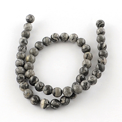 Map Stone Natural Map Stone/Picasso Stone/Picasso Jasper Beads Strands, Round, 6.5mm, Hole: 1mm, about 63pcs/strand, 15.5 inch
