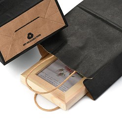 Черный Бумажные мешки, подарочные пакеты, сумки для покупок, с ручками, чёрные, 15x8x21 см