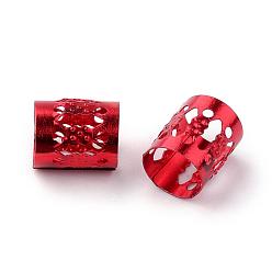 Red Aluminum Dreadlocks Beads Hair Decoration, Hair Coil Cuffs, Red, 9x8mm, Hole: 7mm