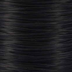 Black Japanese Flat Elastic Crystal String, Polyester Thread, for Stretch Bracelets Gemstone Jewelry Making, Black, 0.5mm, about 65.6 yards(60m)/roll