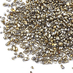 Goldenrod Plated Glass Seed Beads, For Nail Art Decoration Accessories, No Hole/Undrilled, Chip, Dark Goldenrod, 1.5~5x1.5~2x1.5~2mm, about 450g/bag