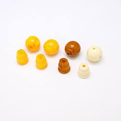 Mixed Color Buddhist Jewelry Beaded Findings Resin Guru Beads, T-Drilled Beads, with 3-Hole Round Beads and Cone Beads, Mixed Color, 12mm, Hole: 1mm