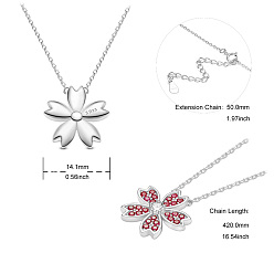 Красный Ожерелья Shegrace с родиевым покрытием 925 из стерлингового серебра, с ааа класс фианитами, сакура, платина, красные, 16.54 дюйм (42 см)