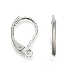 Stainless Steel Color 304 Stainless Steel Leverback Earring Findings, with Loop, Stainless Steel Color, 15x10.5mm, Hole: 1.2mm