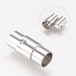 Stainless Steel Color 304 Stainless Steel Locking Tube Magnetic Clasps, Column Magnetic Closure, Stainless Steel Color, 18x8mm
