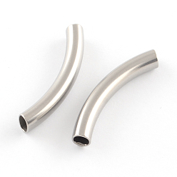 Stainless Steel Color Stainless Steel Tube Beads, Stainless Steel Color, 40x5mm, Hole: 3.5mm