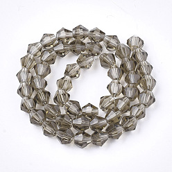 Tan Imitation Austrian Crystal 5301 Bicone Beads, Faceted Glass Beads Strands, Tan, 6x6mm, Hole: 1.2mm, about 47~48pcs/strand, 10.24 inch~10.43 inch(26~26.5cm)