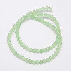 Light Green Natural & Dyed Malaysia Jade Bead Strands, Round, Light Green, 4mm, Hole: 0.8mm, about 92pcs/strand, 15 inch