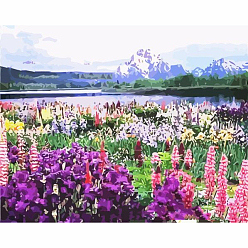 Colorful DIY Sea of Flowers Scenery Diamond Painting Kits, including Resin Rhinestones, Diamond Sticky Pen, Tray Plate and Glue Clay, Colorful, 300x400mm
