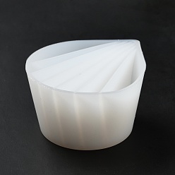 White Reusable Split Cup for Paint Pouring, Silicone Cups for Resin Mixing, 7 Dividers, Shell Shape, White, 110x91.5x53mm, Inner Diameter: 8.5~18x80.5~102mm