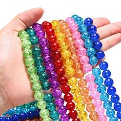 Mixed Color Mixed Crackle Glass Bead Strands, Round, Mixed Color, Bead: 10mm in diameter, Hole: 1.3~1.6mm, about 80pcs/strand, 31.4 inch