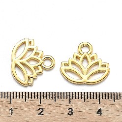 Golden Tibetan Style Alloy Charms, Yoga Lutos Cadmium Free & Lead Free, Golden, 15x17x1mm, Hole: 3mm, about 1305pcs/1000g
