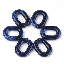 Dark Blue Acrylic Linking Rings, Quick Link Connectors, For Jewelry Chains Making, Imitation Gemstone Style, Oval, Dark Blue, 24x18x5mm, Hole: 13x7mm, about 380pcs/500g