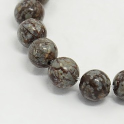 Snow Gemstone Beads Strands, Natural Snowflake Obsidian, Round, about 8mm in diameter, hole: 1mm, about 50pcs/strand