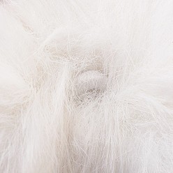 Blanc Pendentifs recouverts de boule de pom pom en fausse fourrure de lapin à la main, boules de poils de lapin floue, avec fibre élastique, blanc, 55~74mm, Trou: 5mm