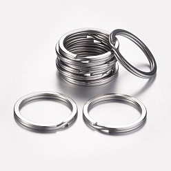 Stainless Steel Color 304 Stainless Steel Keychain Clasps, Split Key Rings, Stainless Steel Color, 25x2.7~2.8mm