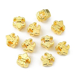 Golden Tibetan Style Alloy European Beads, Large Hole Beads, Cadmium Free & Lead Free, Fleur De Lis, Golden, 12x11x8mm, Hole: 5mm