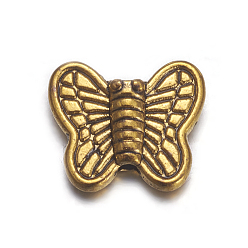 Antique Golden Tibetan Style Alloy Beads, Cadmium Free & Lead Free, Butterfly, Antique Golden, 8x10x3mm, Hole: 1mm