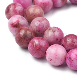 Pink Natural Gemstone Hemimorphite Round Beads Strands, Dyed, Pink, 8mm, Hole: 1.2mm, about 50pcs/strand, 15.74 inch