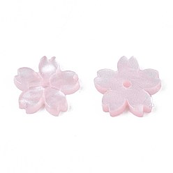 Pink Perles acryliques opaques, sakura, rose, 10.5x11x2mm, Trou: 1.2mm