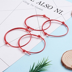 Rouge Bracelet en fils de polyester ciré coréen faire, rouge, diamètre réglable: 40~70 mm
