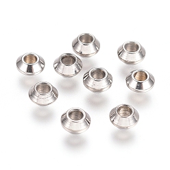Stainless Steel Color Rondelle 304 Stainless Steel Spacer Beads, Stainless Steel Color, 4x2.5mm, Hole: 1.6mm