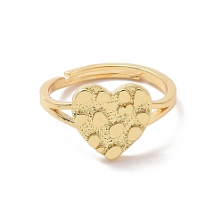 Настоящее золото 18K Латунное регулируемое кольцо в виде сердца на день святого валентина, без кадмия и без свинца, реальный 18 k позолоченный, размер США 5 1/2 (16.1 мм)