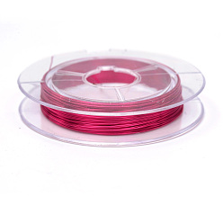 Темно-Розовый Круглая медная проволока для ювелирных изделий, темно-розовыми, 0.3 мм, около 32.8 футов (10 м) / рулон, 10 рулонов / группы