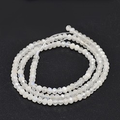 Rainbow Moonstone Faceted Round Natural Rainbow Moonstone Bead Strands, 3mm, Hole: 0.5mm, about 146pcs/strand, 15.5 inch