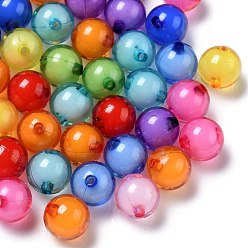 Mixed Color Transparent Acrylic Beads, Bead in Bead, Round, Mixed Color, 12mm, Hole: 2mm, about 580pcs/500g