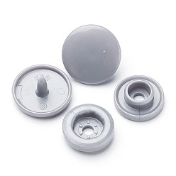 Gray Resin Snap Fasteners, Raincoat Buttons, Flat Round, Gray, Cap: 12x6.5mm, Pin: 2mm, Stud: 10.5x3.5mm, Hole: 2mm, Socket: 10.5x3mm, Hole: 2mm