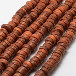Peru Dyed Natural Coconut Disc Bead Strands, Saddle Brown, 9x2~6mm, Hole: 3mm, about 108pcs/strand, 15.7 inch