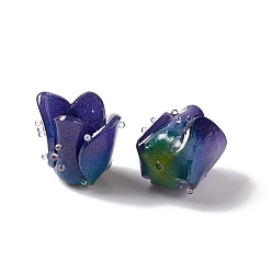 Темно-Синий Тюльпан непрозрачные акриловые бусины, для изготовления ювелирных изделий DIY, темно-синий, 15x13x10 мм, отверстие : 0.6 мм