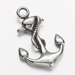 Antique Silver 304 Stainless Steel Pendants, Anchor, Antique Silver, 31x20x3mm, Hole: 3mm
