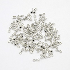 Platinum Nickel Free Alloy Charms, Chain Extender Drop, Teardrop, Platinum, 7mm long, 2.5mm wide , hole: about 1.2mm