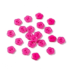Hot Pink Resin Buttons, Dyed, Flower, Hot Pink, 15x3mm, Hole: 1mm