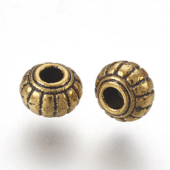 Античное Золото Сплавочные овальные бусины тибетского стиля , рондель, без кадмия и без свинца, античное золото , 6x4.5 мм, отверстие : 1.5 мм